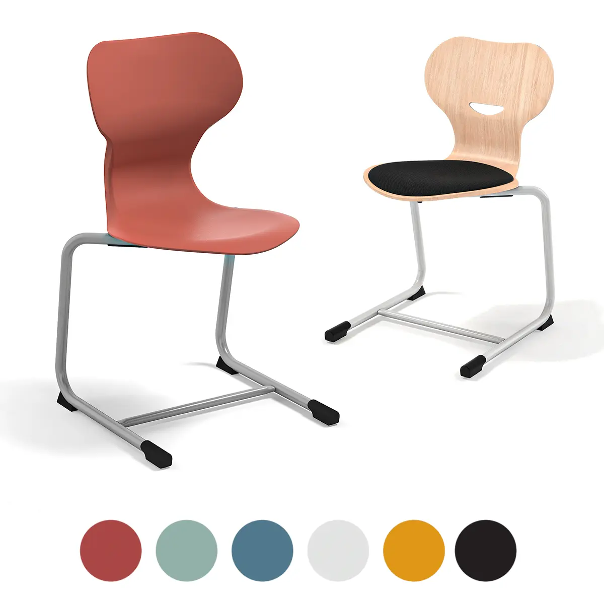 Freischwinger Stuhl für Schule und Büro mit ergonomischem Design.