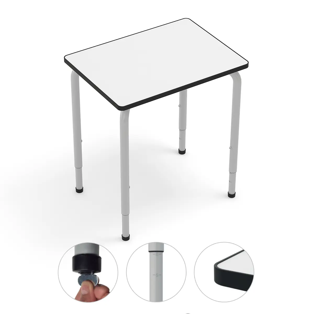 Höhenverstellbarer rechteckiger Schultisch für den Schulalltag.